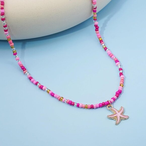 Bohemian Beaded Necklace for Women Starfish Pendant Choker Beach Jewelry - Picture 5 of 6